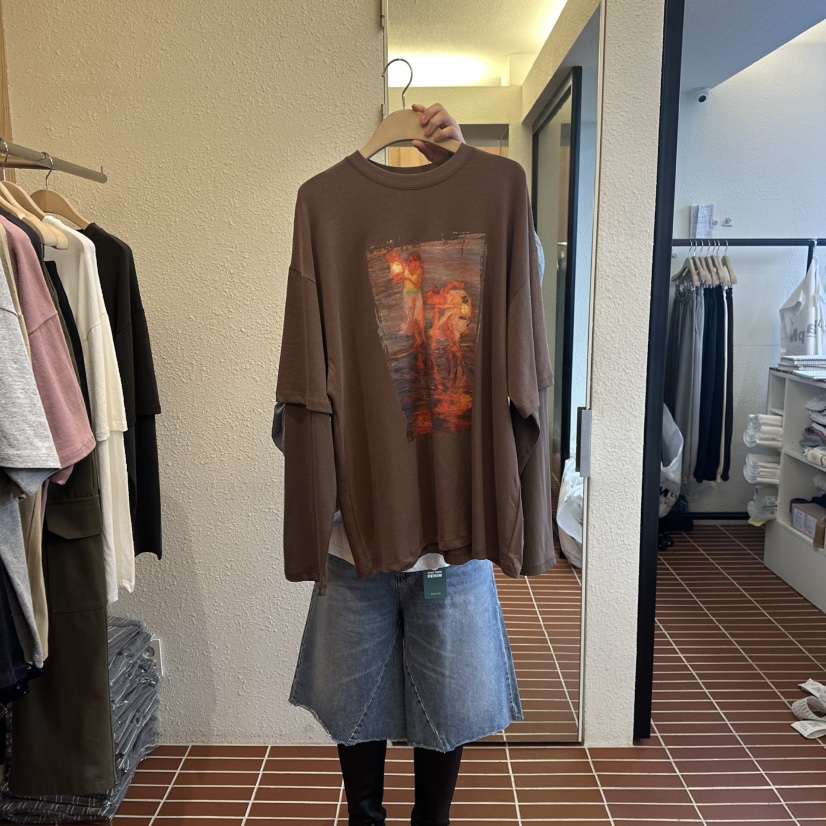 CHOI-L東大門㊣代購女士新品25秋冬真品時尚長袖T恤假兩件CHOI長袖T恤圖色2