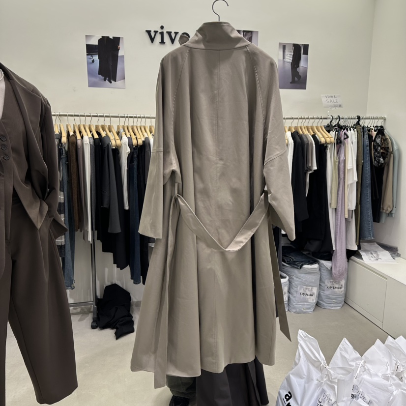 VIVEL韓國代購㊣女裝新款25秋冬職業時尚真品人氣熱賣長款風衣VIVEL長款風衣