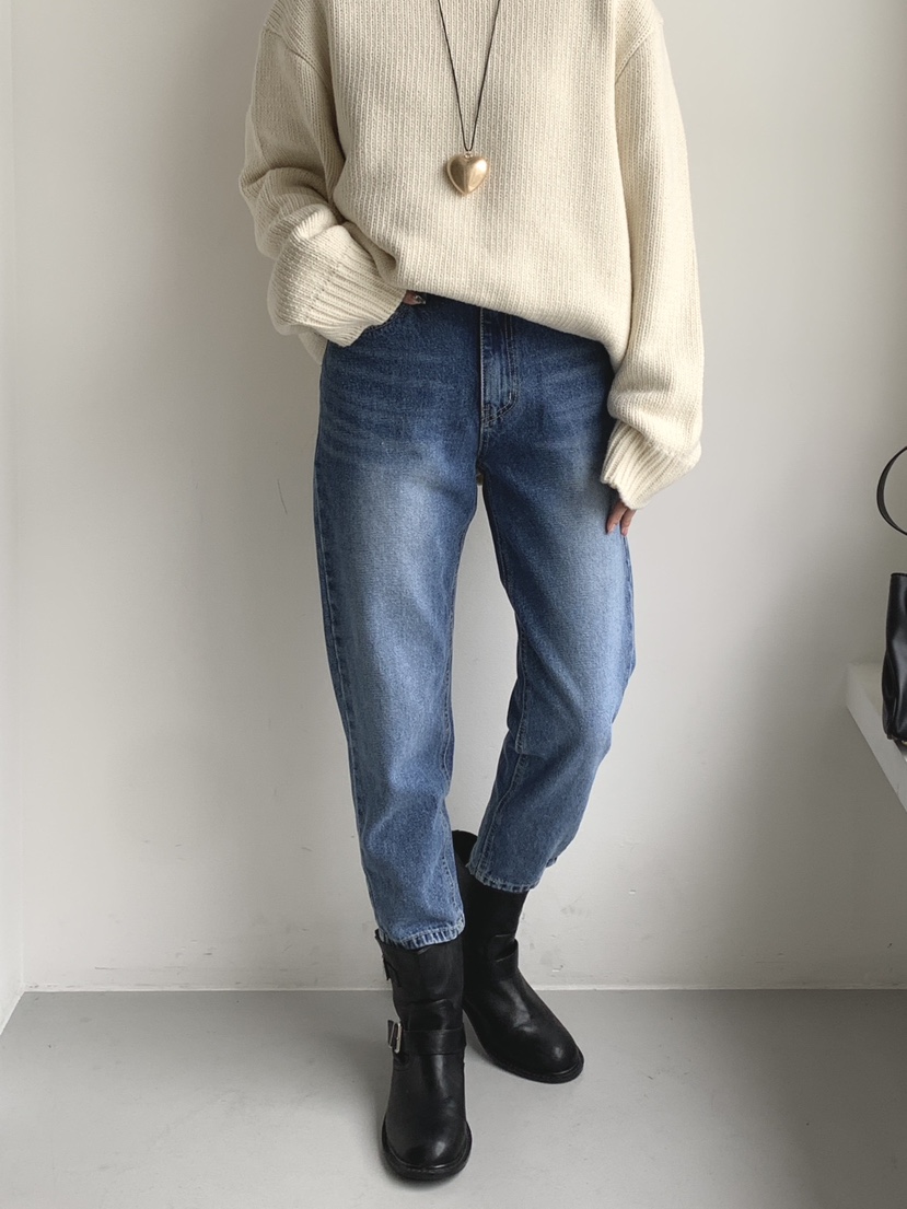 DAVICHI東大門㊣直郵女士新品人氣休閑牛仔褲含隨機腰帶單排扣DAVICHI牛仔褲