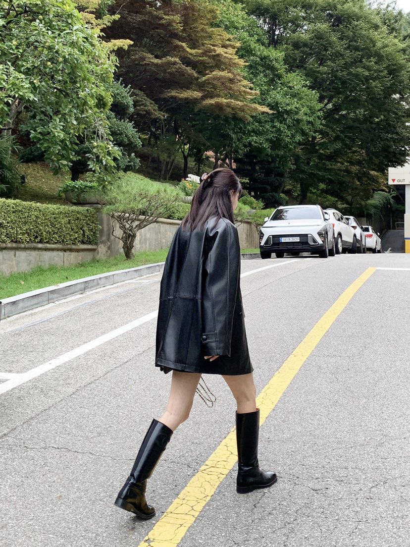COURGETTE韓國代購㊣女士新品人氣25秋冬推薦真品熱賣夾克皮革COURGETTE夾克