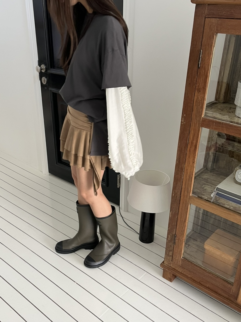 LOVE PULL韓國代購㊣女裝新品25秋冬推薦人氣真品短裙絨面革LOVE PULL短裙