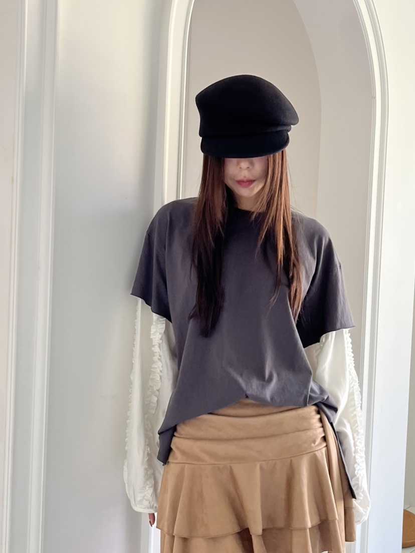LOVE PULL韓國代購㊣女裝新品25秋冬推薦人氣真品短裙絨面革LOVE PULL短裙