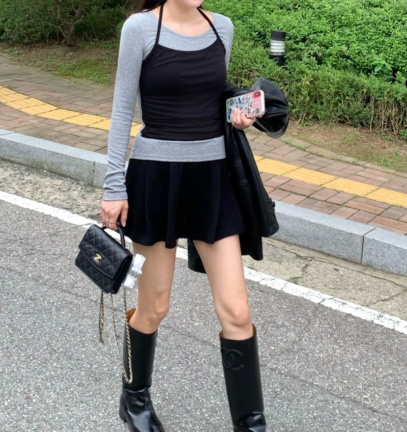 COURGETTE東大門㊣實拍女裝新款休閑25秋冬推薦長袖T恤假兩件COURGETTE長袖T恤