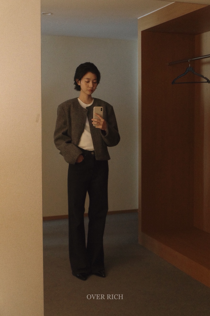 OVER RICH韓國代購㊣女士新款推薦時尚25秋冬人氣職業夾克OVER RICH夾克