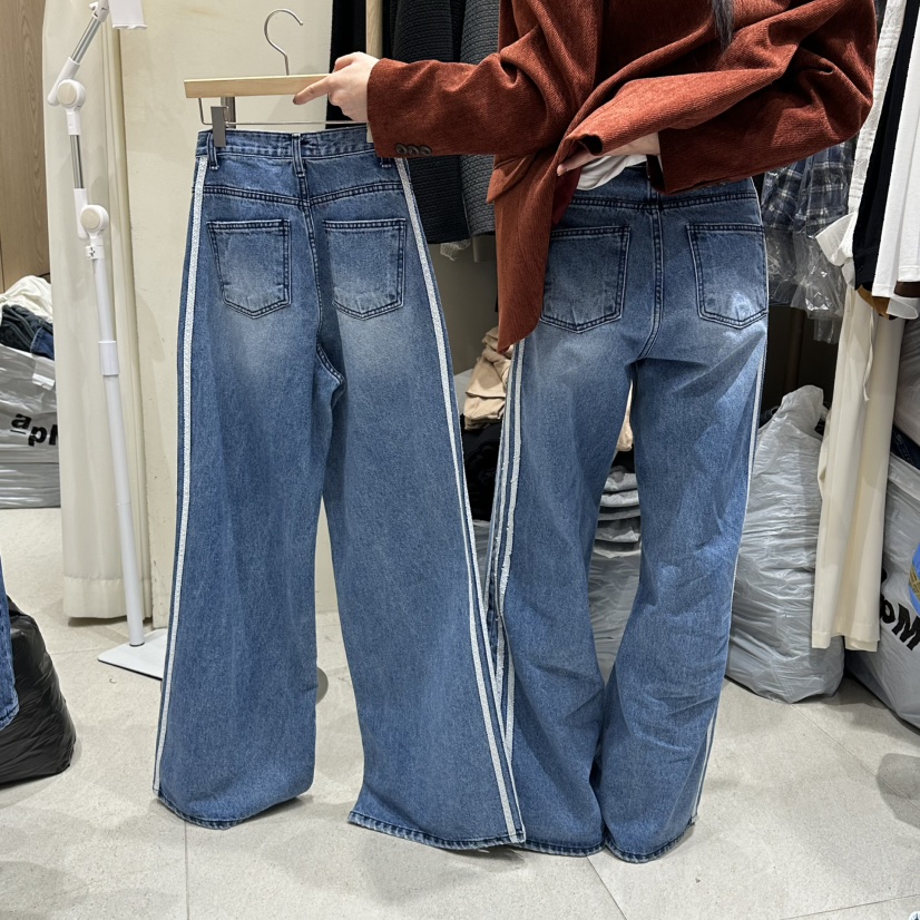 VINTAGE VIBE韓國直郵㊣女裝新品人氣時尚推薦熱賣牛仔褲蕾絲VINTAGE VIBE牛仔褲