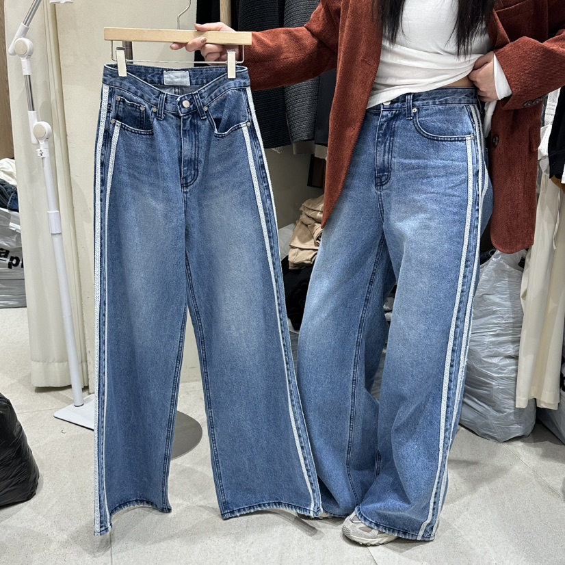 VINTAGE VIBE韓國直郵㊣女裝新品人氣時尚推薦熱賣牛仔褲蕾絲VINTAGE VIBE牛仔褲圖色1