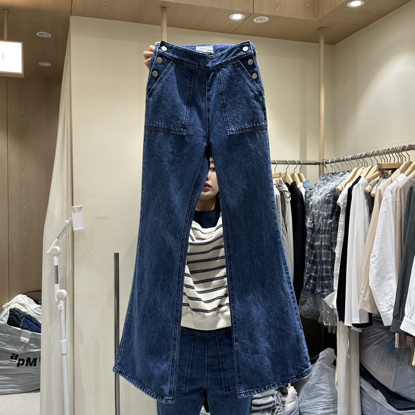VINTAGE VIBE韓國代購㊣女裝新款熱賣25秋冬人氣牛仔褲長款VINTAGE VIBE牛仔褲圖色1
