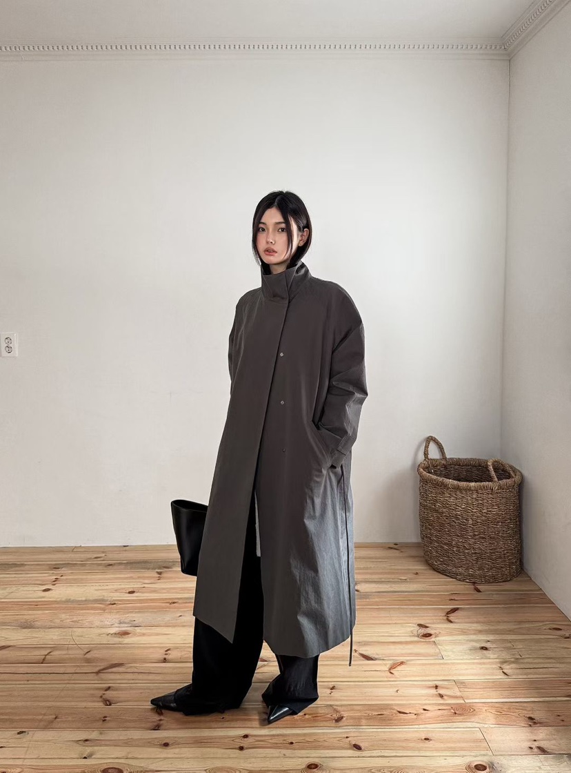LA MAGIE FEMME東大門㊣代購女裝新品休閑長款風衣含腰繩Lamagie Femme長款風衣圖色2