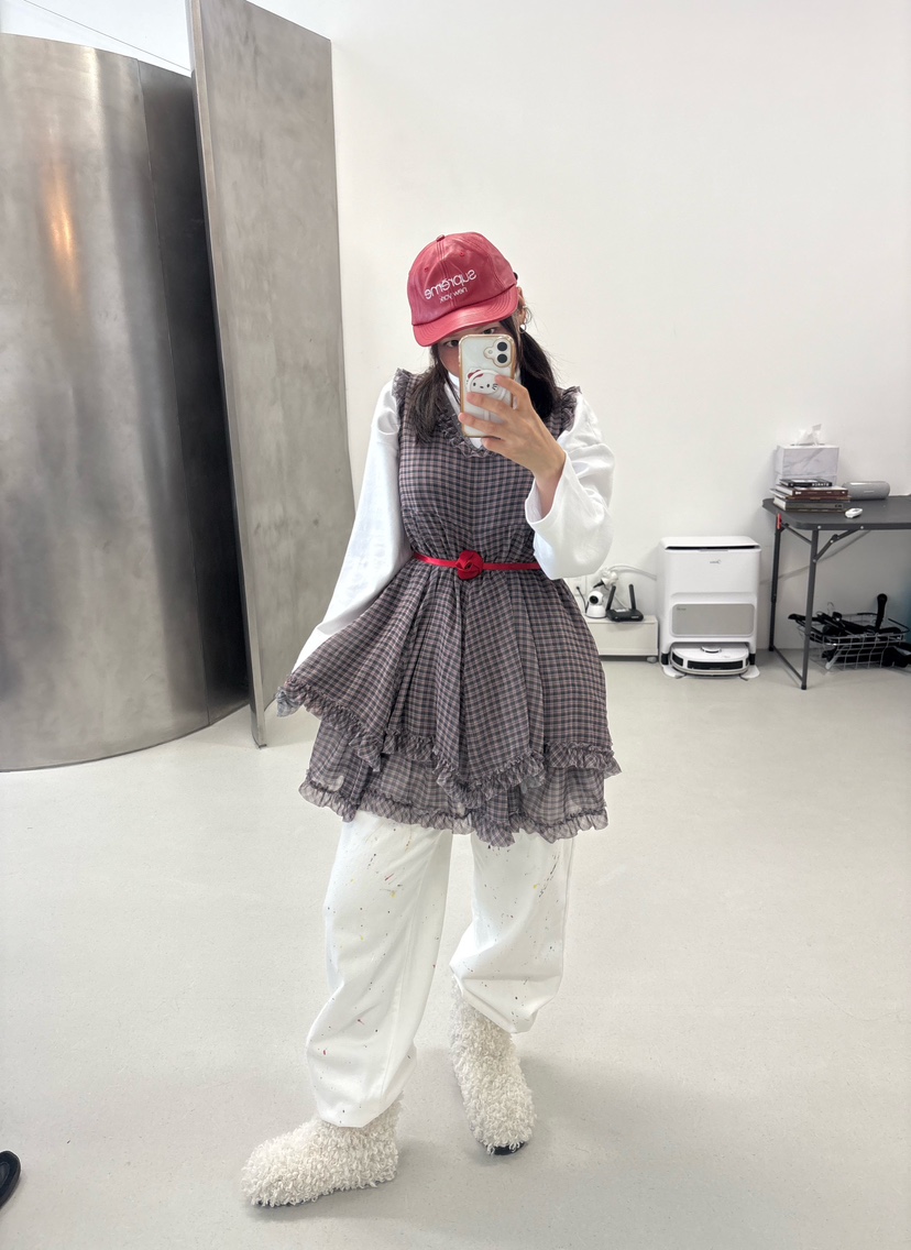 PLATFORM-L韓國代購㊣女士新款人氣職業時尚連衣裙格紋雪紡PLATFORM連衣裙