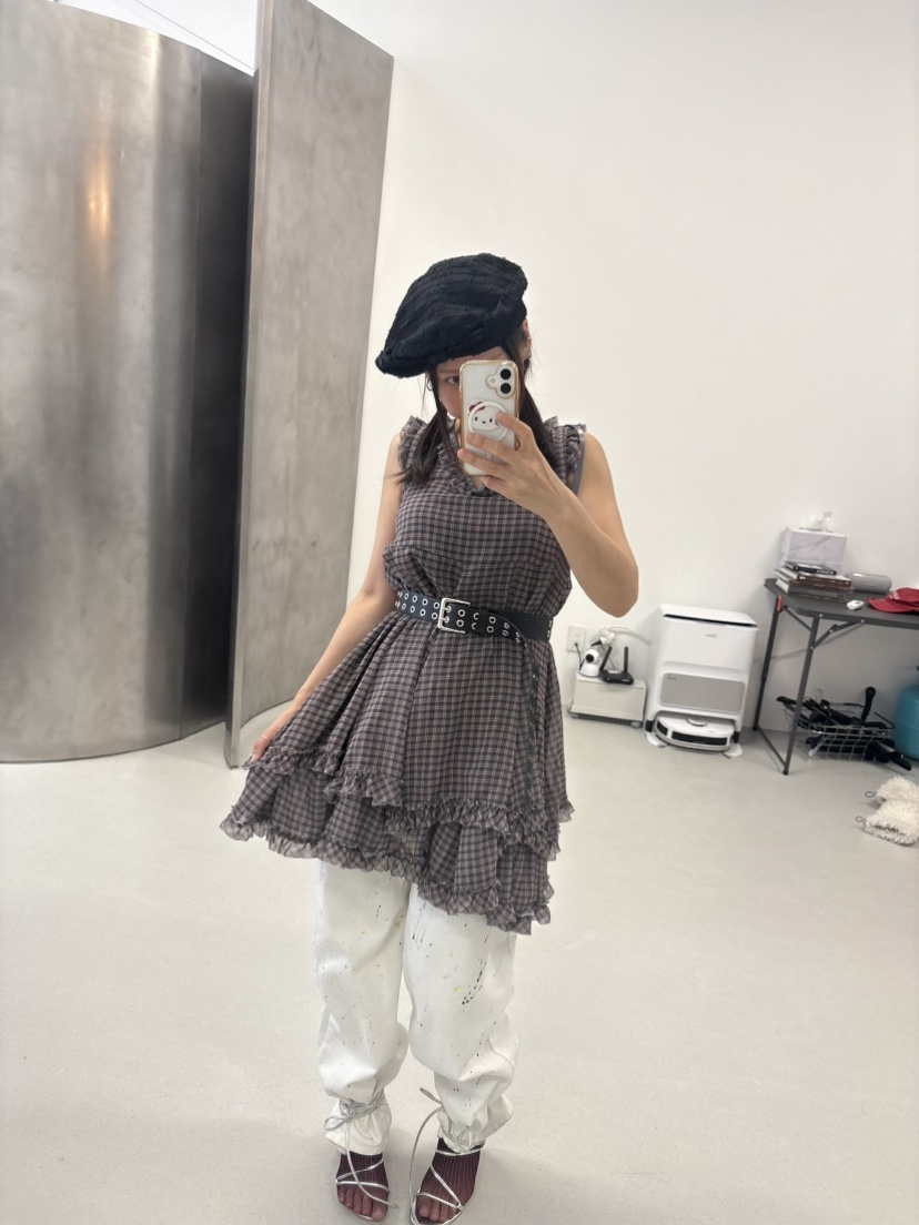 PLATFORM-L韓國代購㊣女士新款人氣職業時尚連衣裙格紋雪紡PLATFORM連衣裙