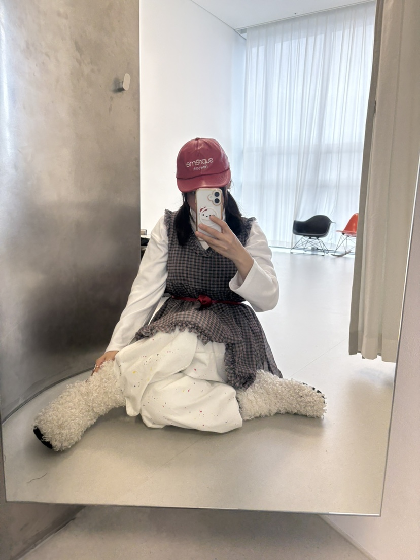 PLATFORM-L韓國代購㊣女士新款人氣職業時尚連衣裙格紋雪紡PLATFORM連衣裙