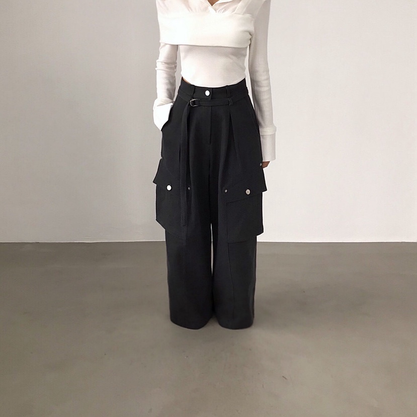 2TWO MOON東大門㊣實拍女裝新品時尚真品休閑褲含腰帶口袋2TWO MOON休閑褲