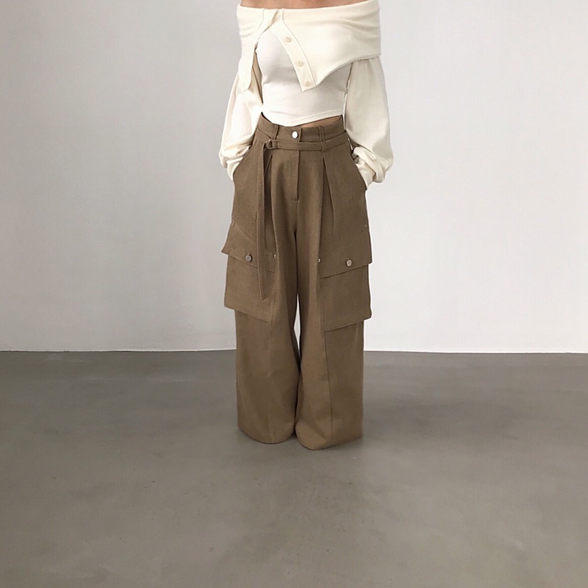 2TWO MOON東大門㊣實拍女裝新品時尚真品休閑褲含腰帶口袋2TWO MOON休閑褲圖色2
