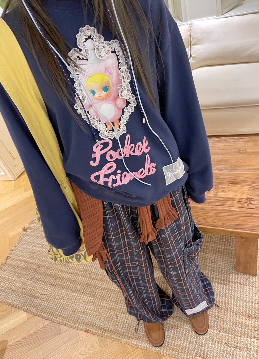 BOUTIQUE-L東大門㊣實拍女裝新款時尚推薦休閑褲不含屁簾格紋BOUTIQUE-L休閑褲