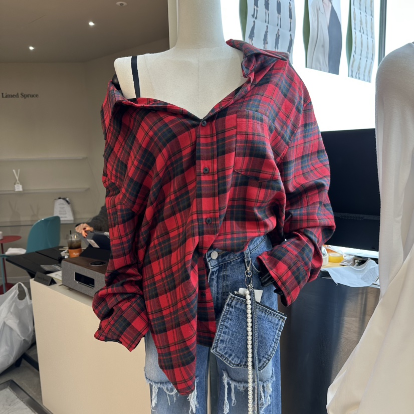 CHEAP-CHIC東大門㊣實拍女士新品真品時尚職業襯衫蕾絲衫格紋CHEAP-CHIC/CHARLES THE SECOND襯衫/蕾絲衫