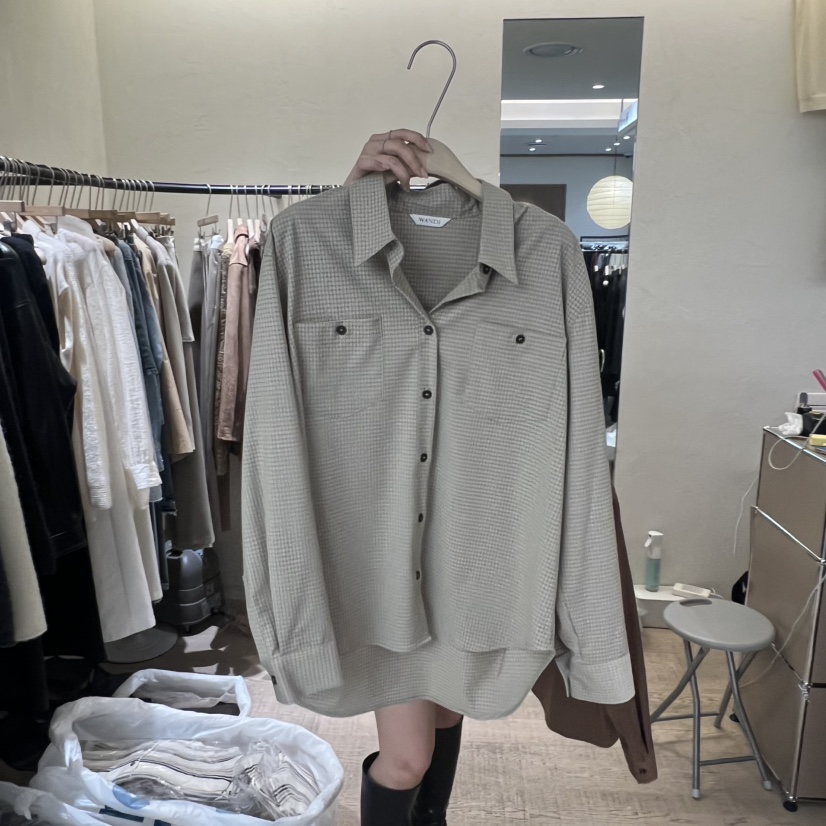 W AND J東大門㊣直郵女士新品時尚25秋冬推薦襯衫蕾絲衫格紋W AND J襯衫/蕾絲衫