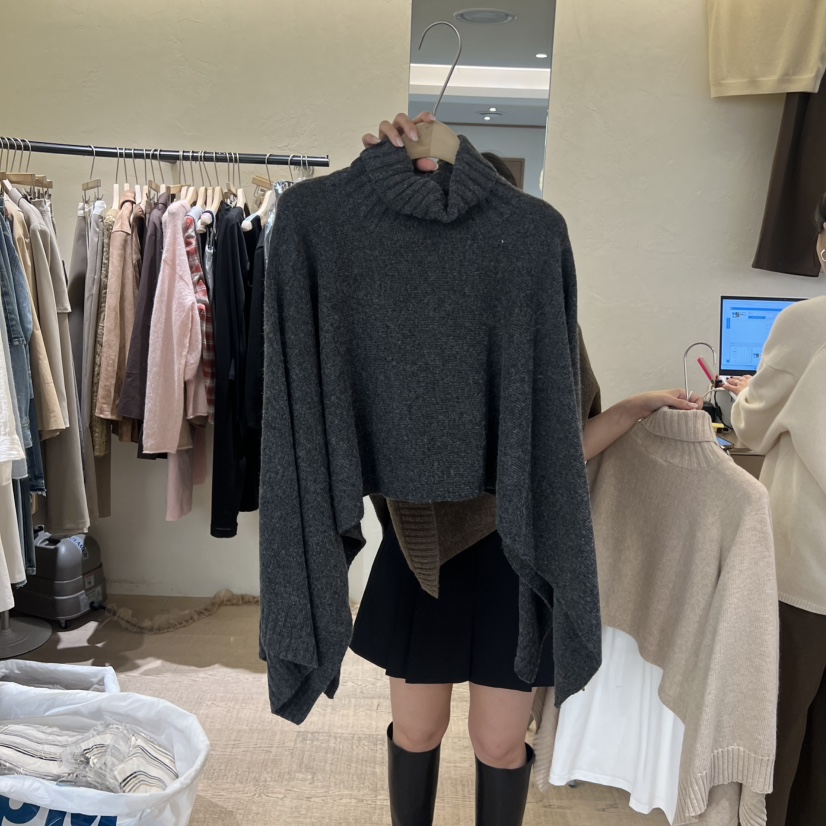 W AND J東大門㊣直郵女裝新品職業真品時尚針織衫斗篷高領W AND J針織衫圖色3