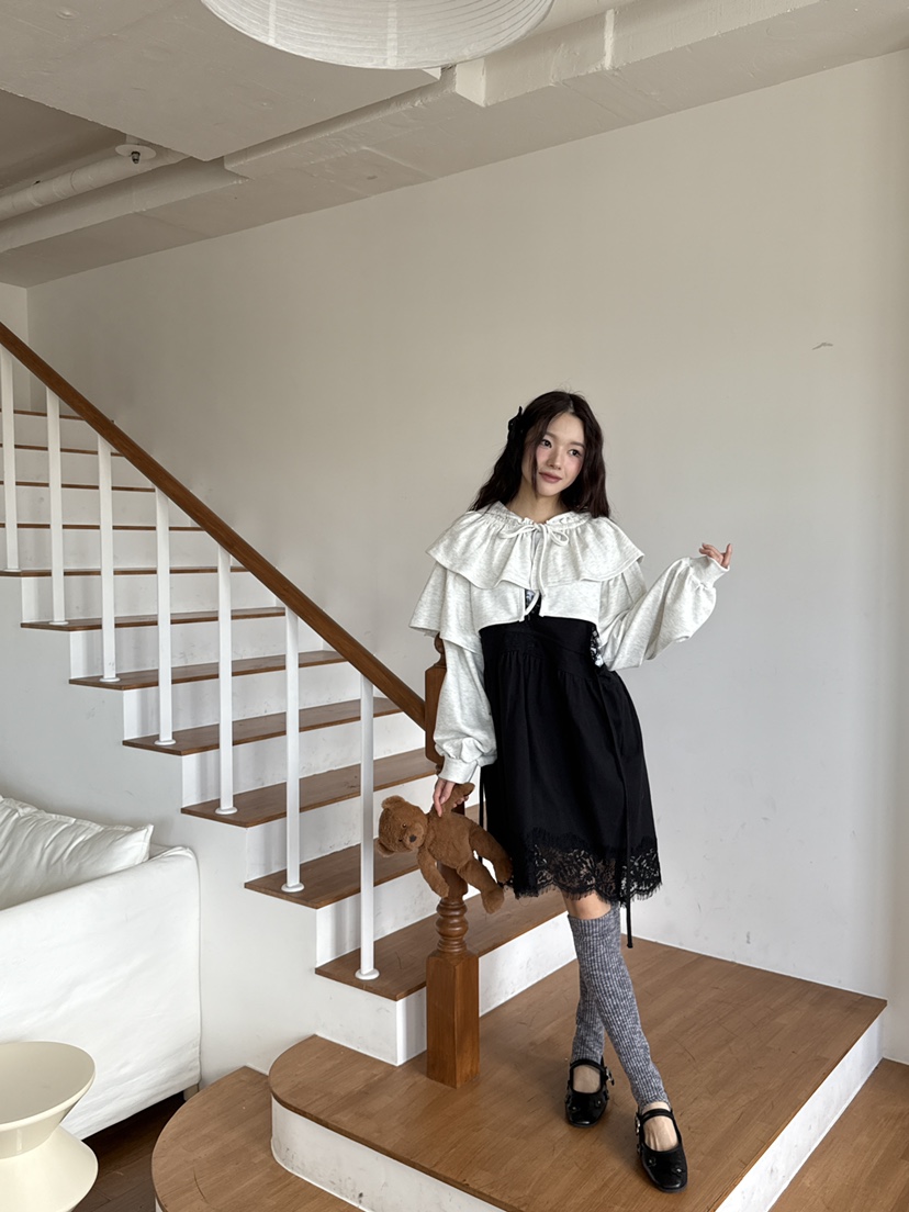 MAISONDEGLORY東大門㊣代購女裝新款熱賣針織衫荷葉邊開衫連帽MAISON DE GLORY針織衫