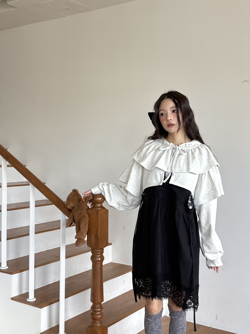 MAISONDEGLORY東大門㊣代購女裝新款熱賣針織衫荷葉邊開衫連帽MAISON DE GLORY針織衫