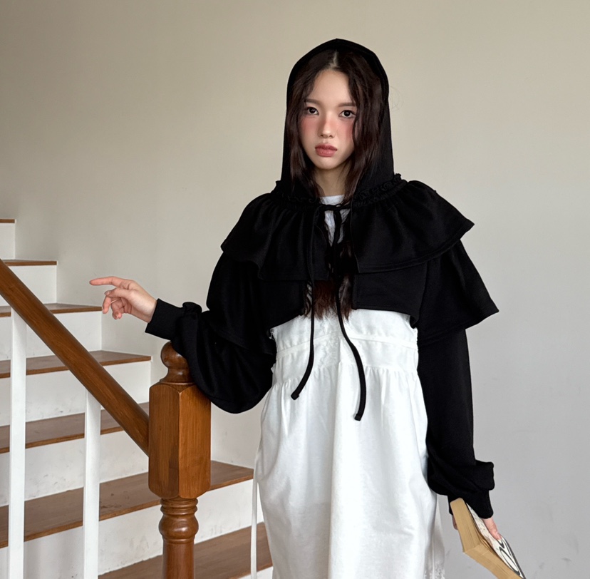 MAISONDEGLORY東大門㊣代購女裝新款熱賣針織衫荷葉邊開衫連帽MAISON DE GLORY針織衫