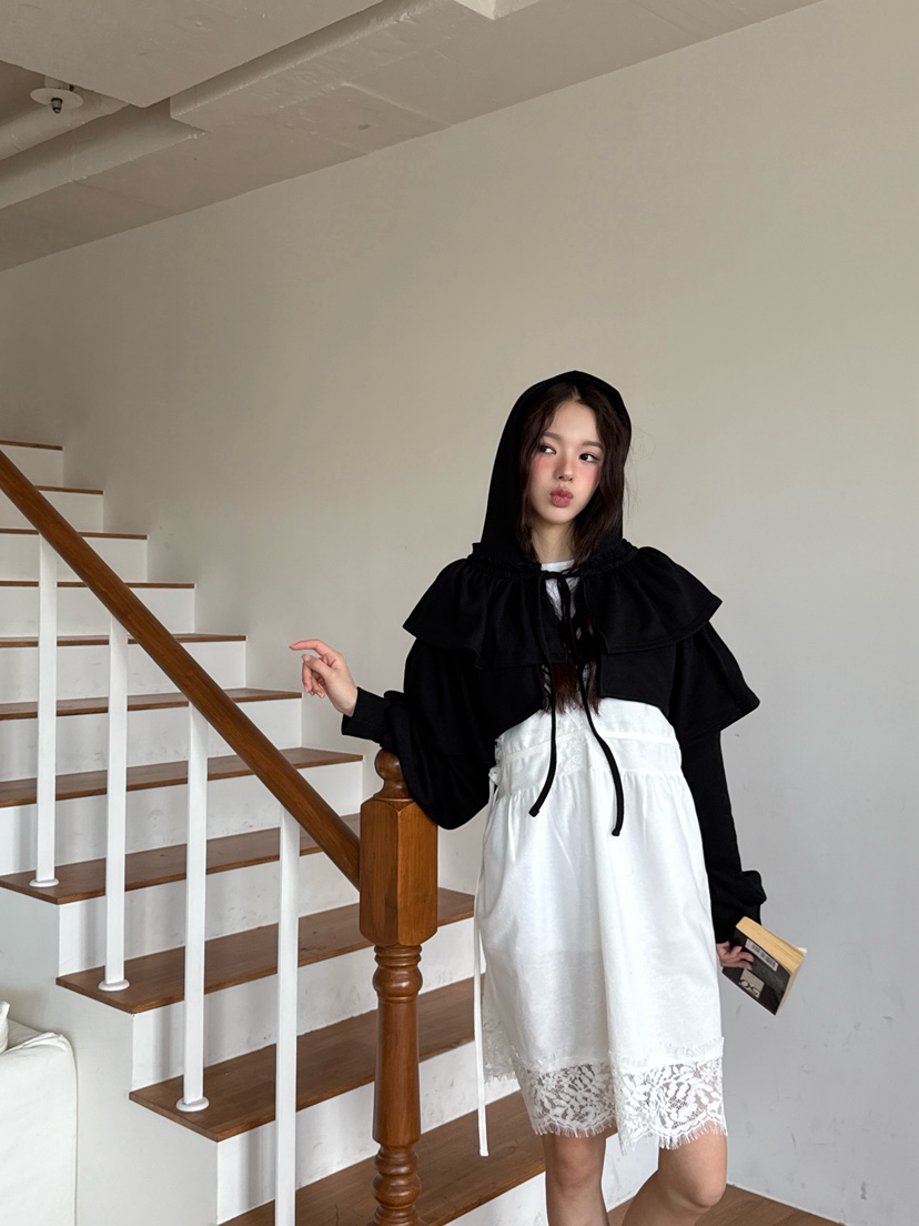 MAISONDEGLORY東大門㊣代購女裝新款熱賣針織衫荷葉邊開衫連帽MAISON DE GLORY針織衫