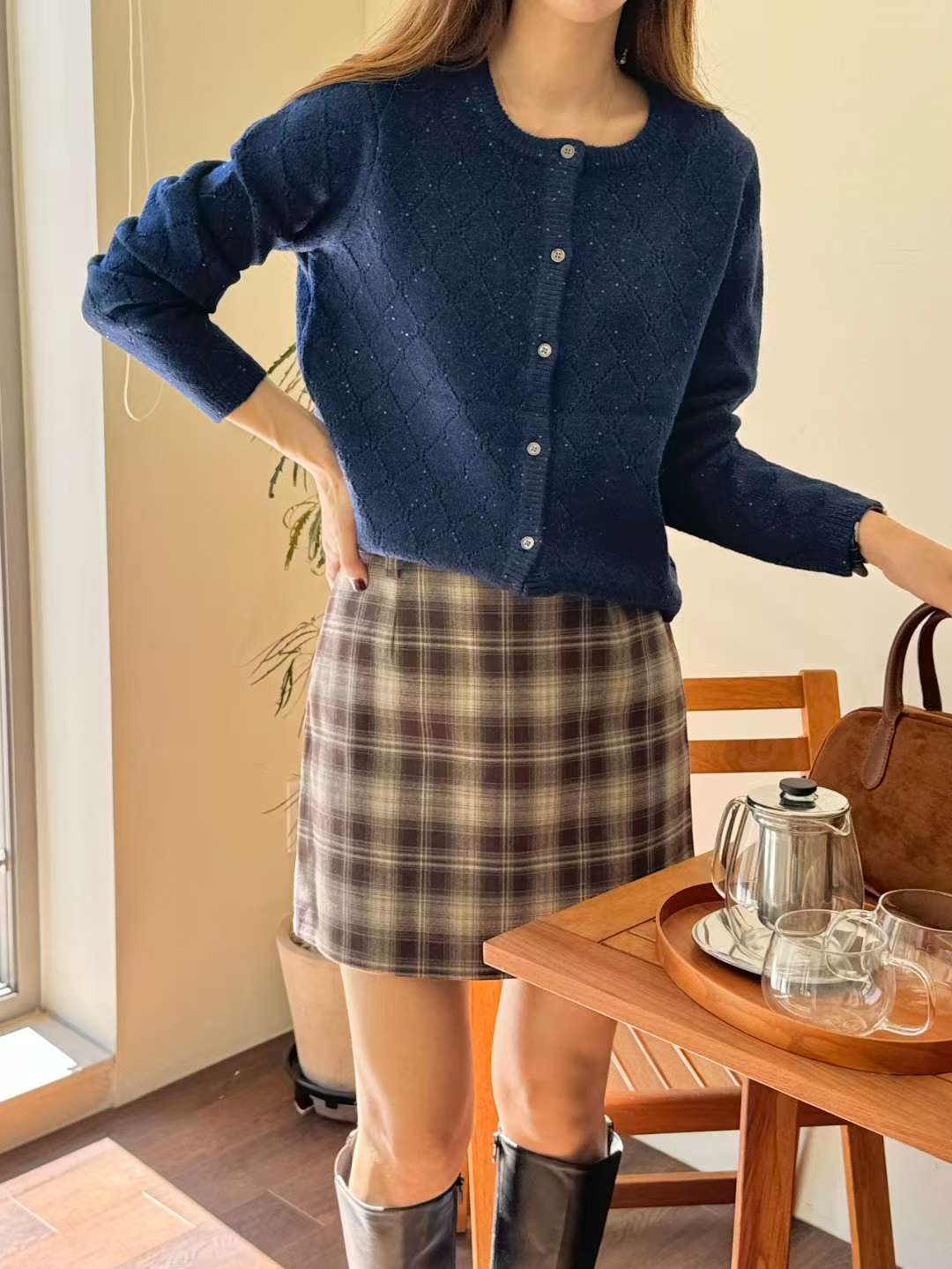 BROTE韓國代購㊣女士新款職業休閑人氣推薦25秋冬真品毛衣開衫BROTE毛衣圖色2