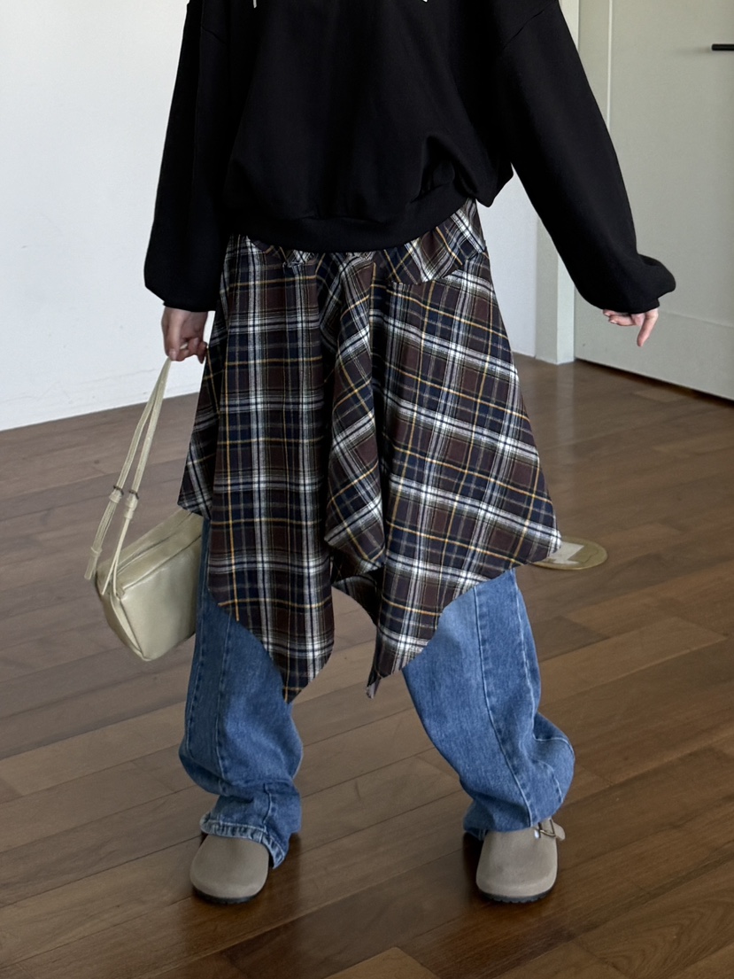 ZITTEN東大門㊣實拍女士新款熱賣休閑人氣半身裙中短裙格紋ZITTEN半身裙/中短裙