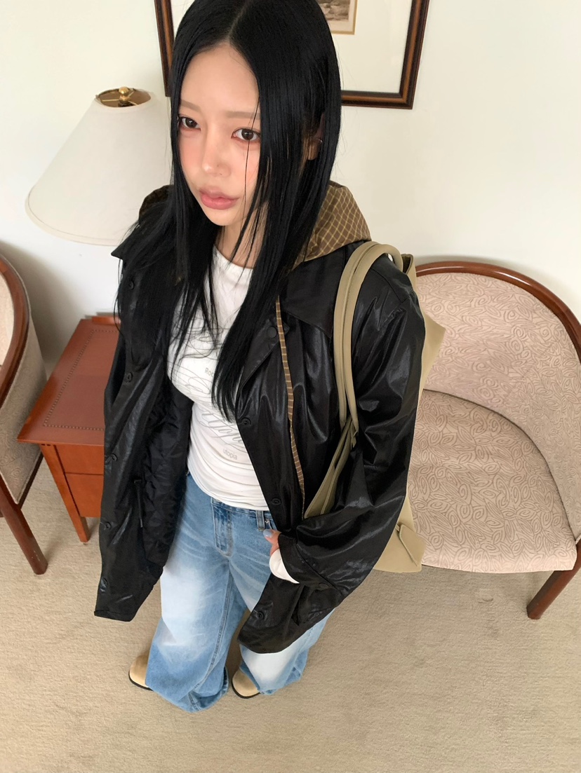 SEOLO東大門㊣實拍女裝新款熱賣職業真品推薦25秋冬夾克皮革連帽Seolo seoul夾克