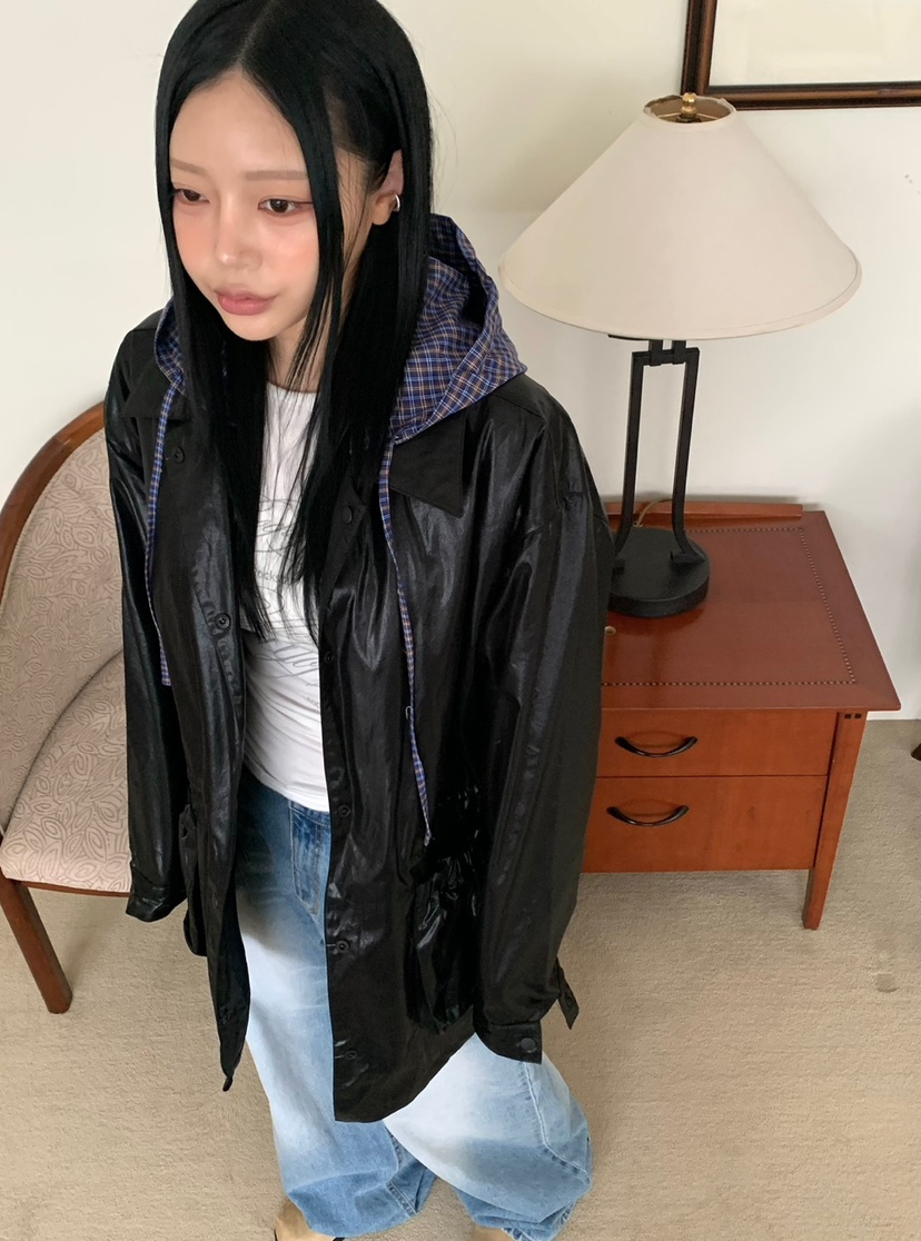 SEOLO東大門㊣實拍女裝新款熱賣職業真品推薦25秋冬夾克皮革連帽Seolo seoul夾克