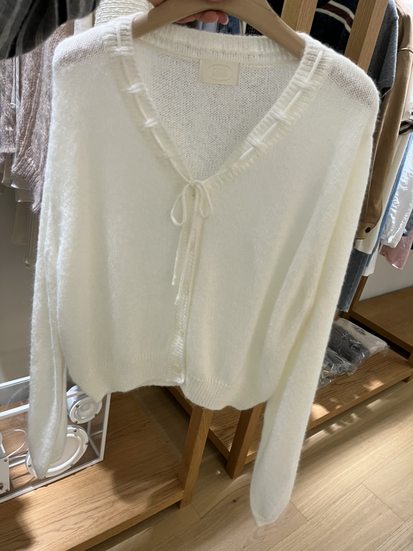 TIZZI東大門㊣實拍女裝新品時尚25秋冬真品針織衫蝴蝶結開衫TIZZI針織衫圖色1