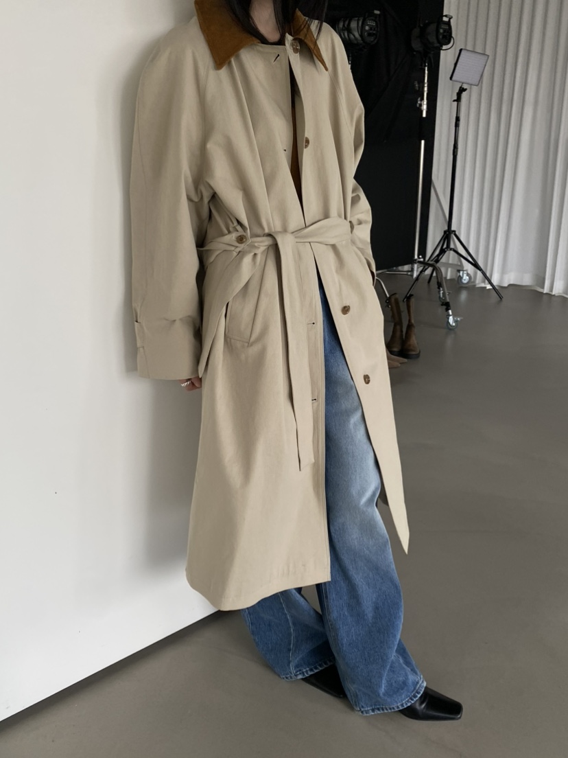 MOVENNE東大門㊣實拍女裝新品25秋冬推薦時尚長款風衣絨面革MOVENNE長款風衣
