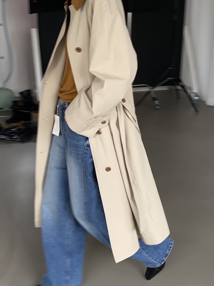 MOVENNE東大門㊣實拍女裝新品25秋冬推薦時尚長款風衣絨面革MOVENNE長款風衣