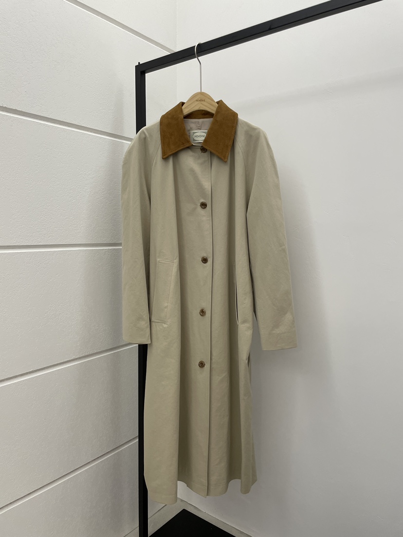 MOVENNE東大門㊣實拍女裝新品25秋冬推薦時尚長款風衣絨面革MOVENNE長款風衣