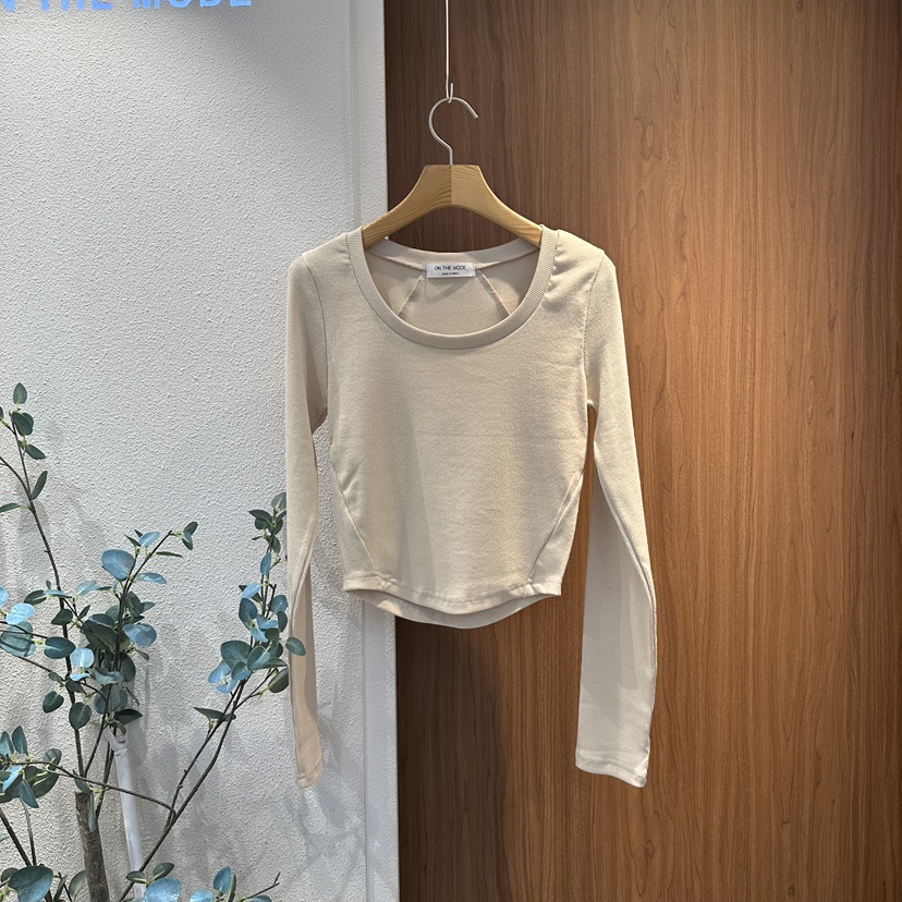 ON THE MODE韓國代購㊣女士新品25秋冬職業真品熱賣長袖T恤ON THE MODE長袖T恤圖色2