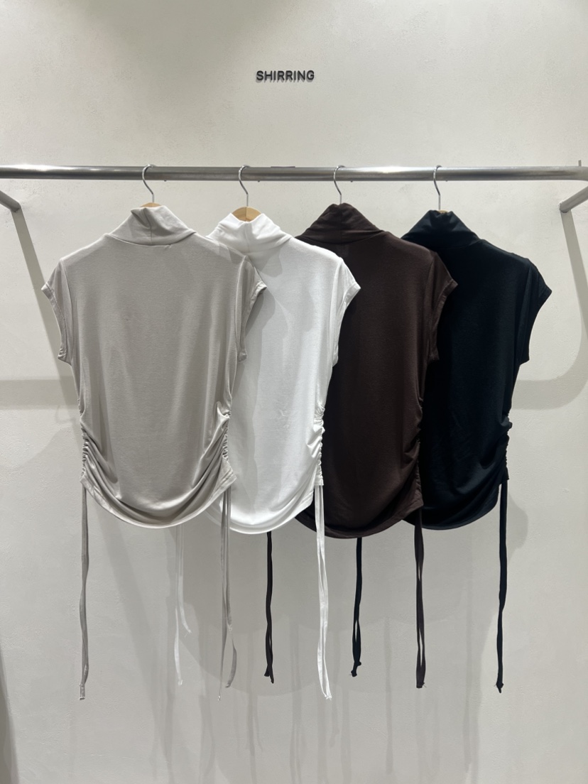 SHIRRING東大門㊣直郵女裝新品推薦熱賣25秋冬T恤莫代爾褶皺SHIRRINGT恤
