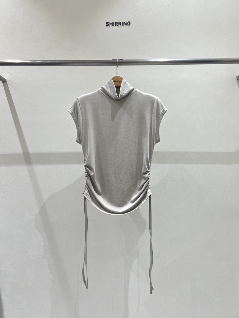 SHIRRING東大門㊣直郵女裝新品推薦熱賣25秋冬T恤莫代爾褶皺SHIRRINGT恤