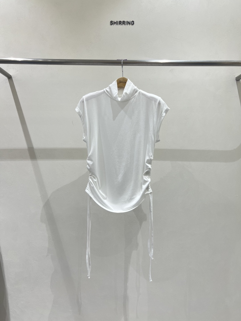 SHIRRING東大門㊣直郵女裝新品推薦熱賣25秋冬T恤莫代爾褶皺SHIRRINGT恤圖色2
