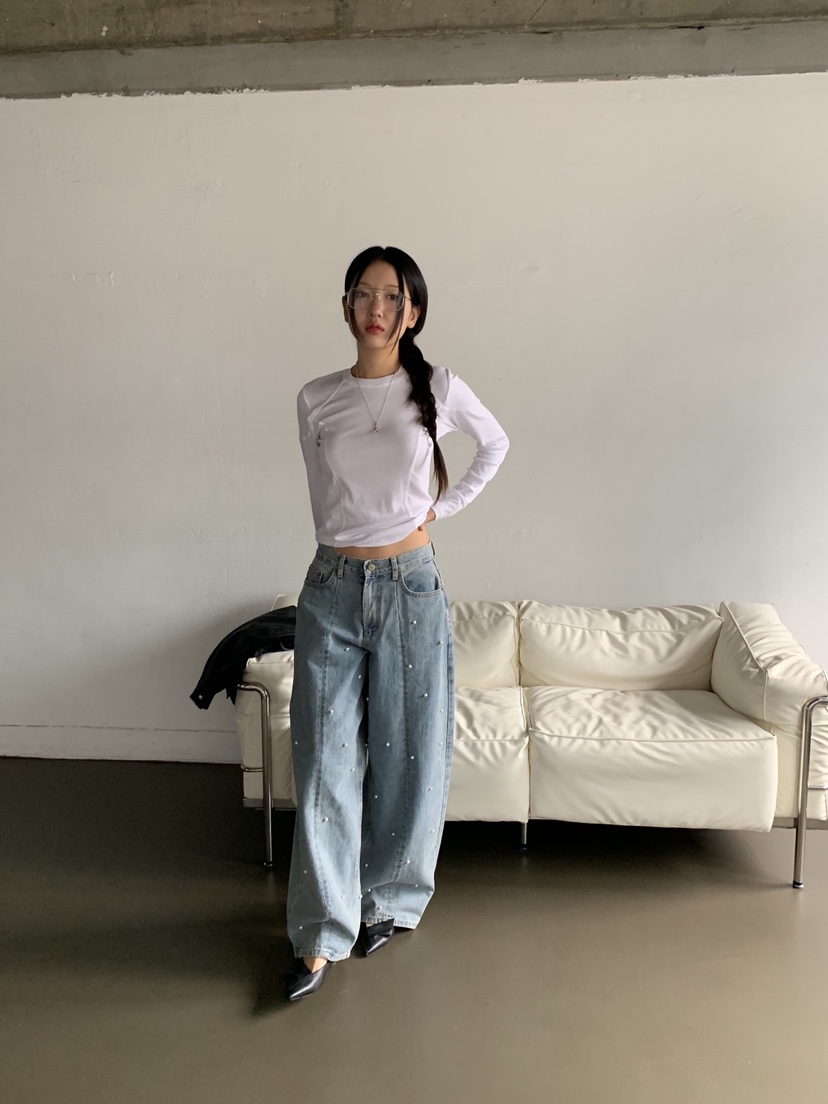 SUNDER MARKET東大門㊣代購女士新品熱賣休閑時尚推薦牛仔褲SUNDER MARKET牛仔褲