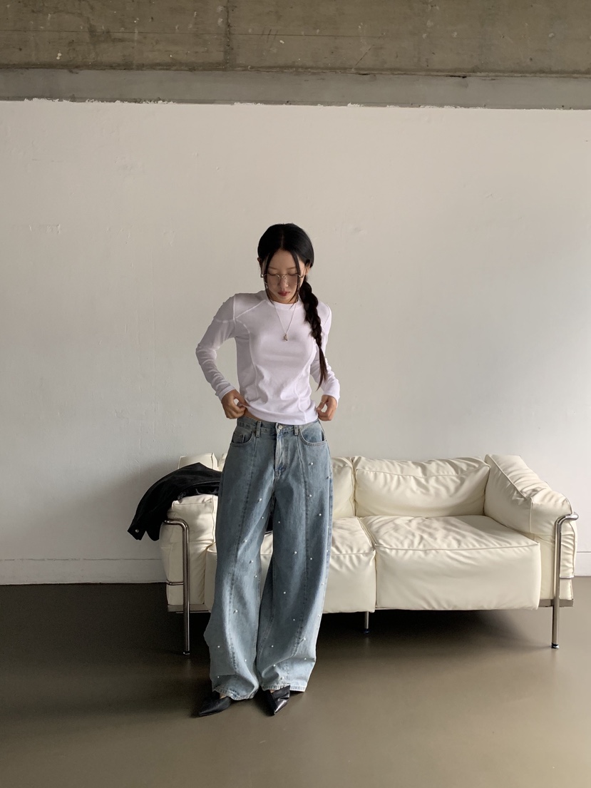 SUNDER MARKET東大門㊣代購女士新品熱賣休閑時尚推薦牛仔褲SUNDER MARKET牛仔褲