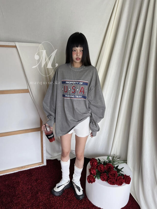 KSUBI韓國代購㊣女裝新品推薦時尚25秋冬人氣職業熱賣長袖T恤KSUBI長袖T恤