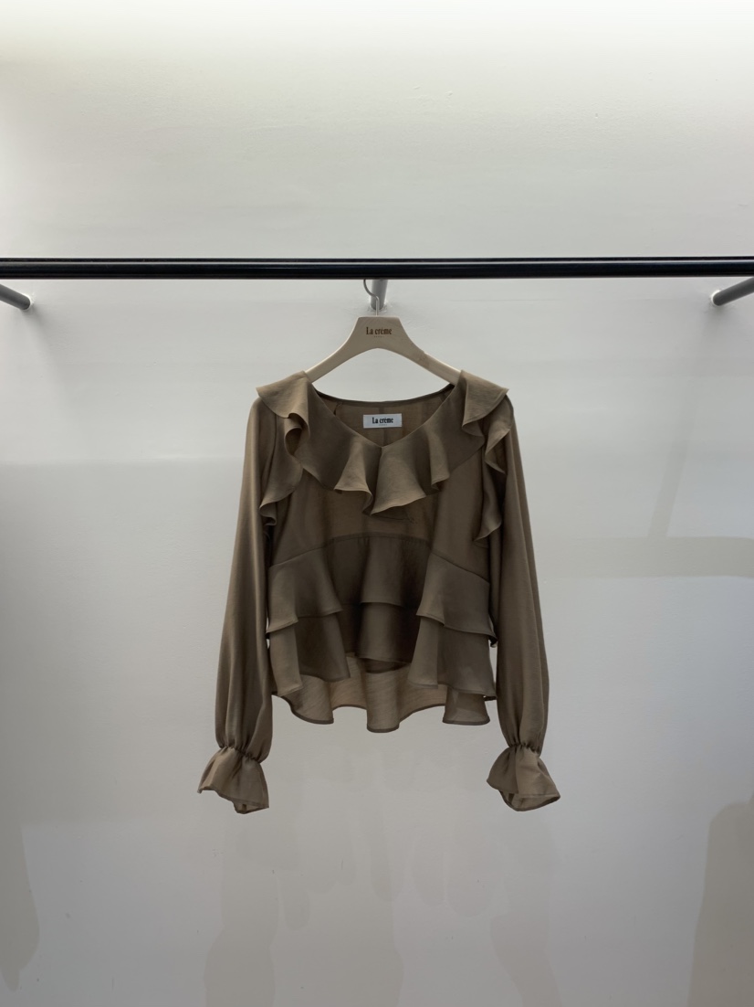 LA CREME東大門㊣直郵女士新品真品25秋冬人氣休閑襯衫蕾絲衫LA CREME襯衫/蕾絲衫圖色1