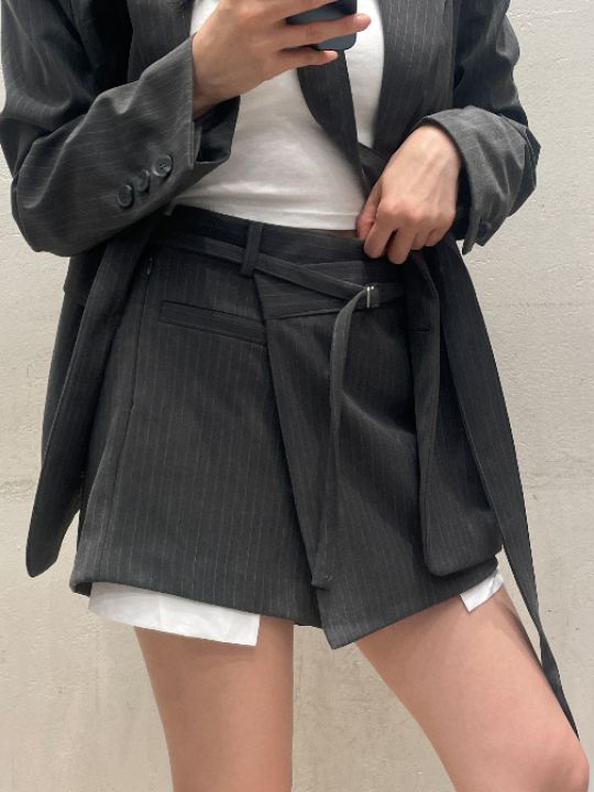 mars東大門㊣實拍女裝新款時尚休閑熱賣真品25秋冬短裙含腰帶mars短裙