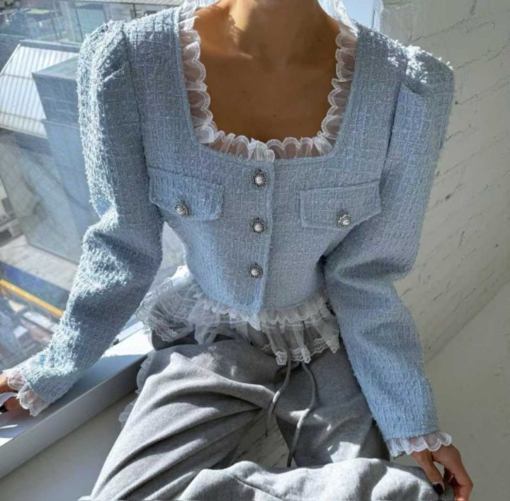 FEMME東大門㊣實拍女裝新款職業真品25秋冬人氣推薦夾克蕾絲FEMME夾克圖色2