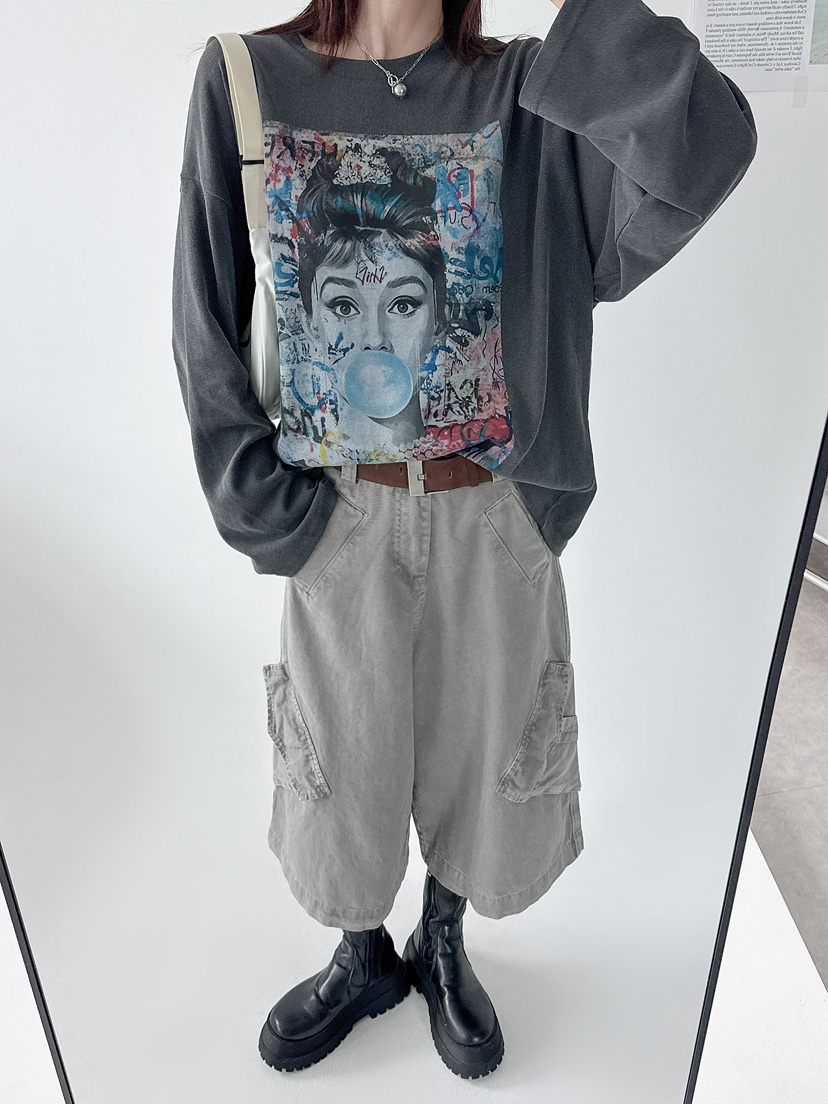 DRAWING韓國直郵㊣女士新款真品時尚熱賣推薦短褲含腰帶口袋DRAWING短褲