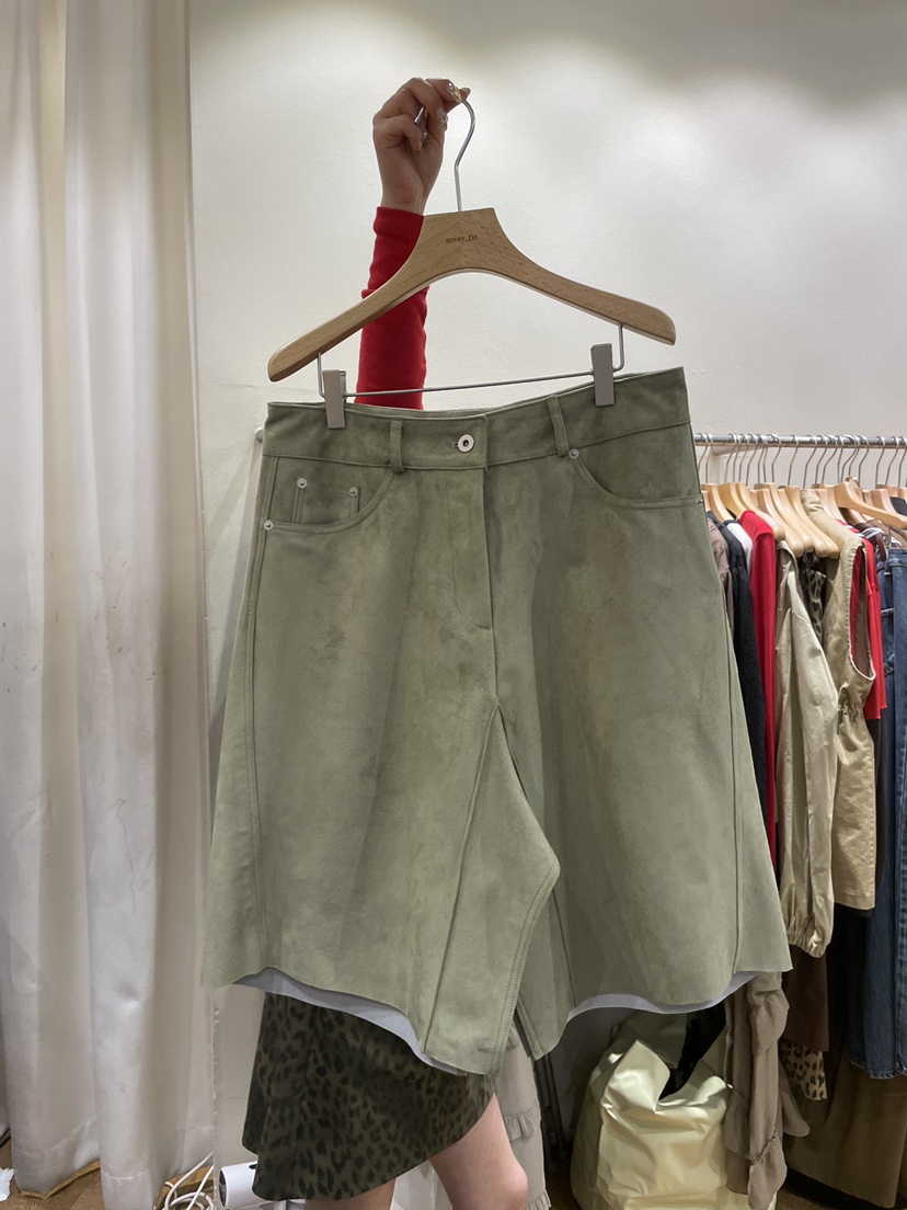 AUVERFIT韓國直郵㊣女士新品人氣職業時尚休閑推薦短褲絨面革AUVERFIT短褲圖色3