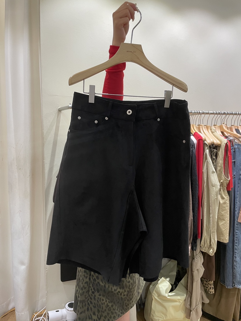 AUVERFIT韓國直郵㊣女士新品人氣職業時尚休閑推薦短褲絨面革AUVERFIT短褲圖色4