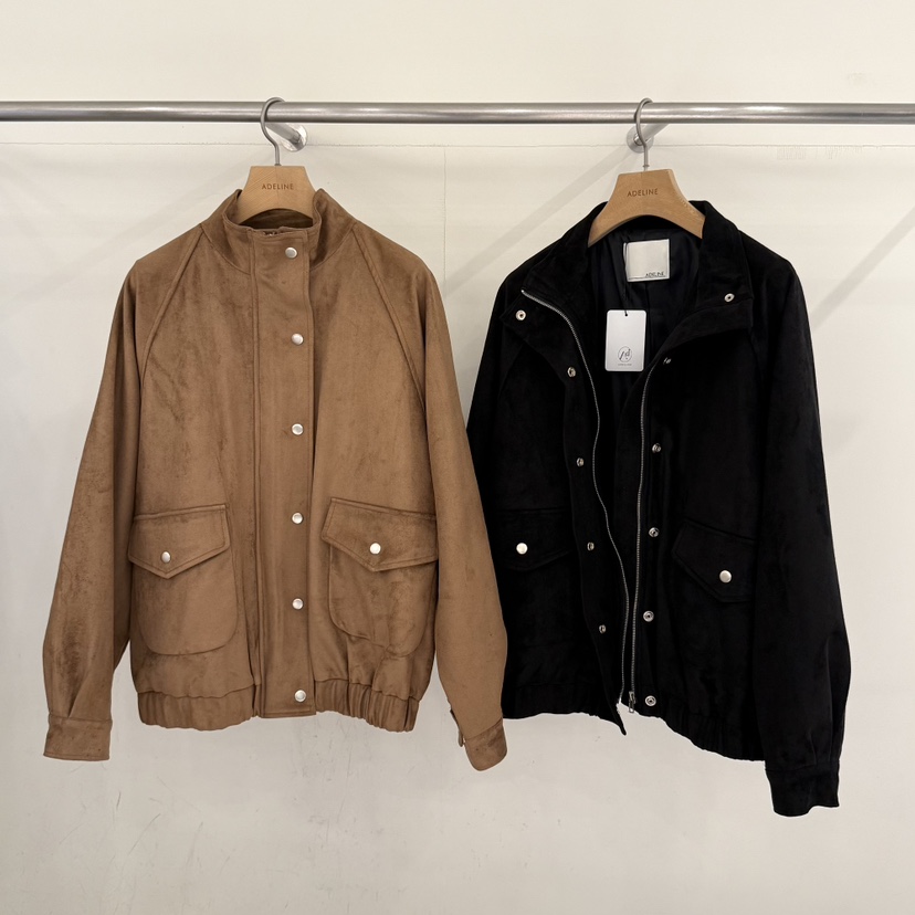 ADELINE韓國代購㊣女士新品25秋冬推薦時尚真品熱賣夾克絨面革ADELINE夾克