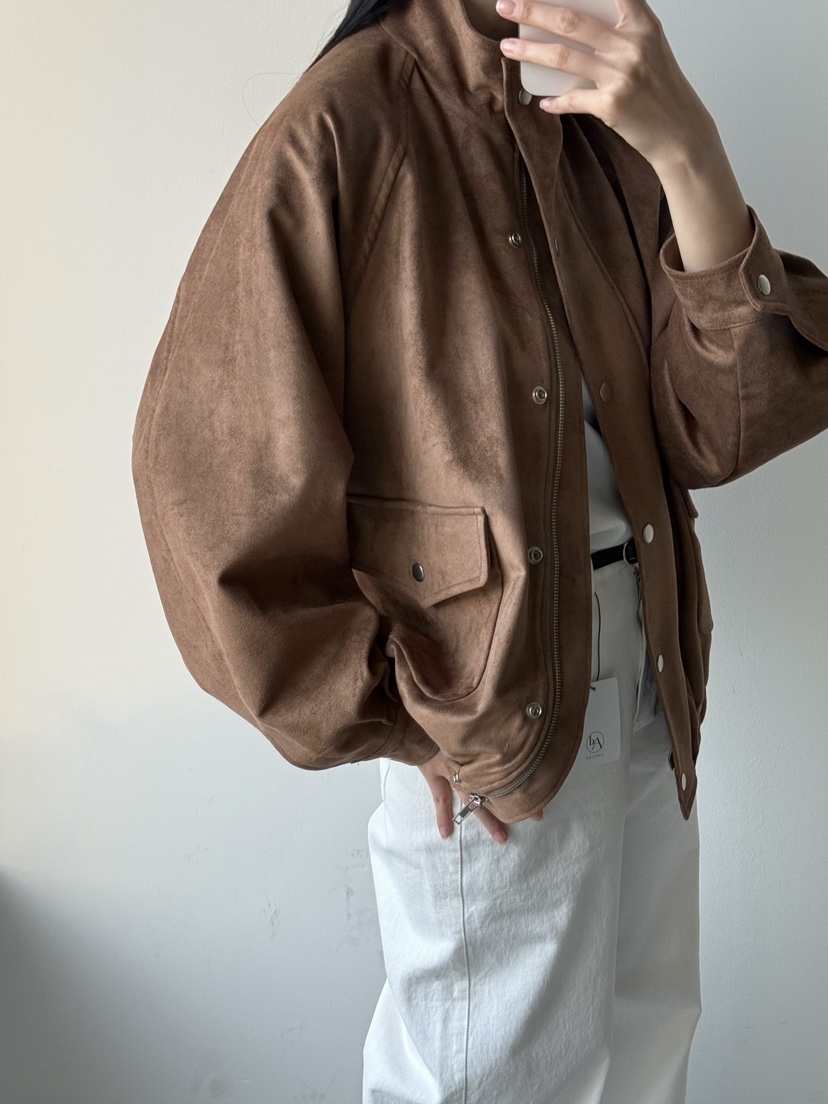 ADELINE韓國代購㊣女士新品25秋冬推薦時尚真品熱賣夾克絨面革ADELINE夾克