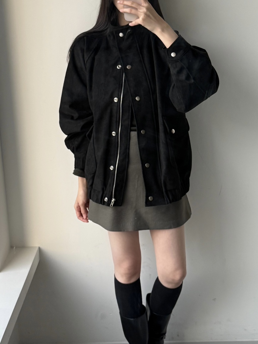 ADELINE韓國代購㊣女士新品25秋冬推薦時尚真品熱賣夾克絨面革ADELINE夾克