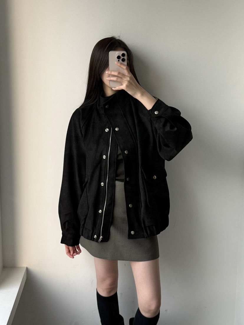 ADELINE韓國代購㊣女士新品25秋冬推薦時尚真品熱賣夾克絨面革ADELINE夾克
